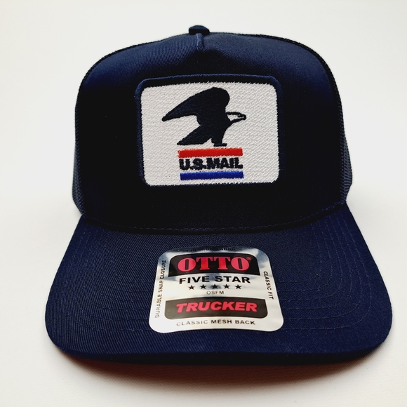 Post Office Postal Worker Trucker Mesh Snapback Cap Hat Navy Blue Embroidered Pa - Picture 2 of 4